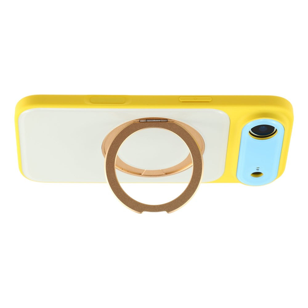 For iPhone Air Case Magnetic Rotating Kickstand Colorblock Design PC + TPU Phone Cover