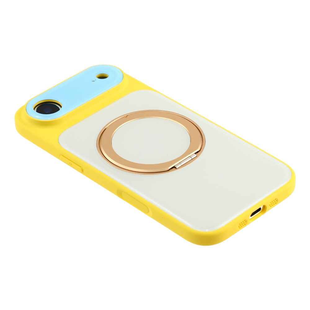 For iPhone Air Case Magnetic Rotating Kickstand Colorblock Design PC + TPU Phone Cover