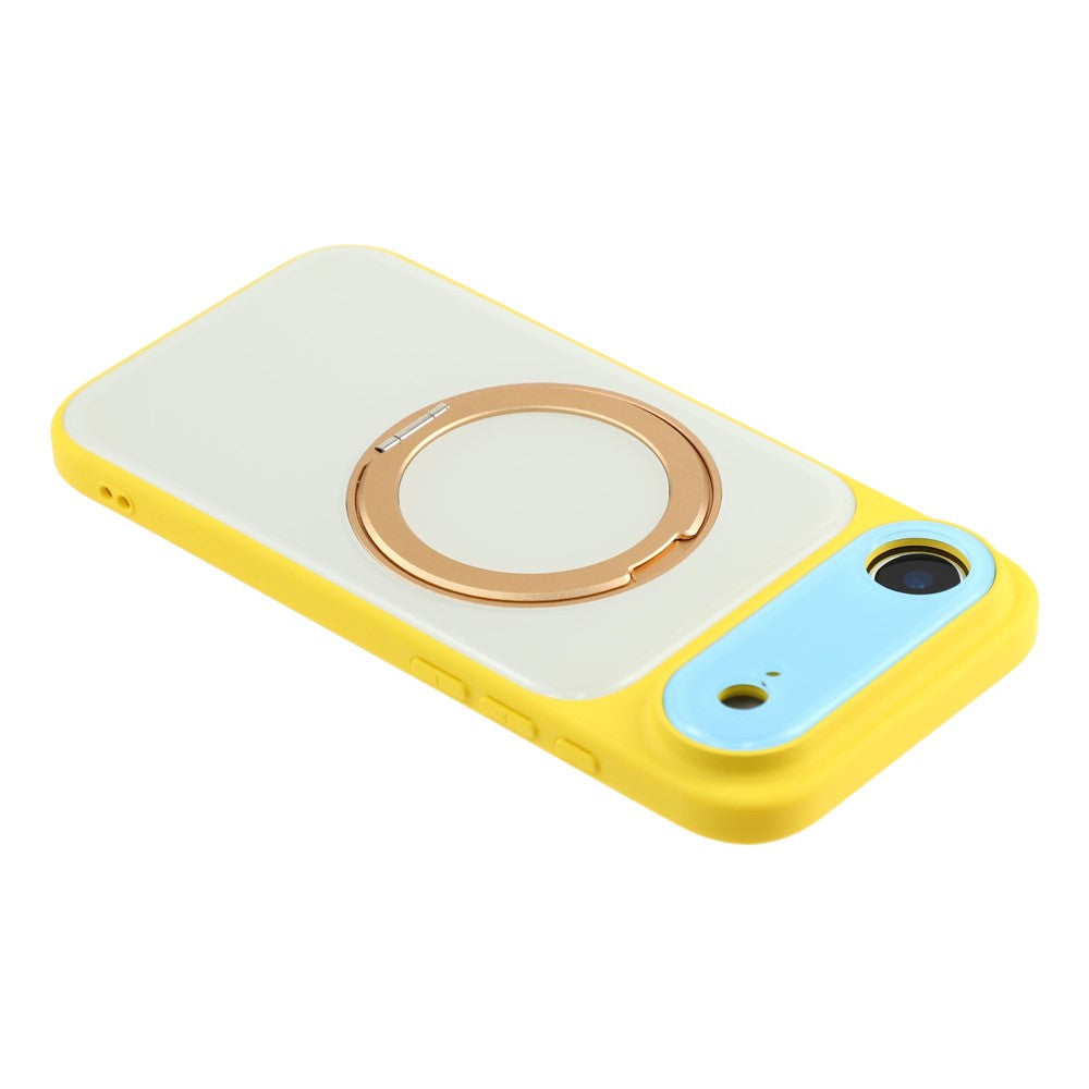 For iPhone Air Case Magnetic Rotating Kickstand Colorblock Design PC + TPU Phone Cover