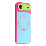 For iPhone Air Case Magnetic Rotating Kickstand Colorblock Design PC + TPU Phone Cover
