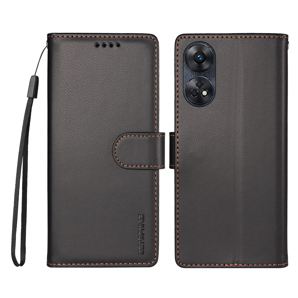 BETOPNICE for Oppo A17k 4G / Oppo A17 4G 006 Case RFID Blocking Wallet Stand Leather Phone Cover with Wrist Strap