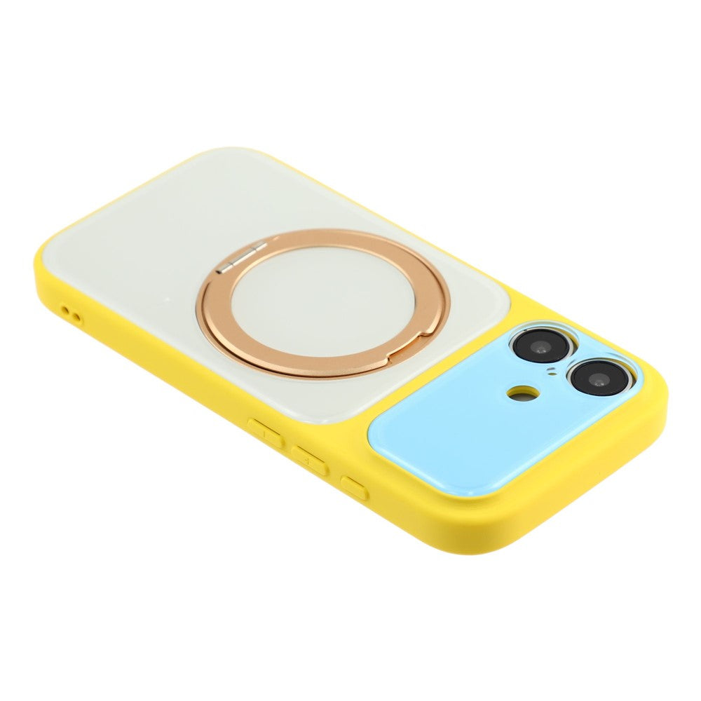 Til iPhone 17 Etui Magnetisk Drejelig Stander Farveblok Design PC + TPU Telefoncover