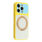 Til iPhone 16 Pro Cover Magnetisk Roterende Stander Farveblok Design PC + TPU Telefoncover
