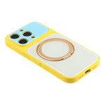 Til iPhone 16 Pro Cover Magnetisk Roterende Stander Farveblok Design PC + TPU Telefoncover