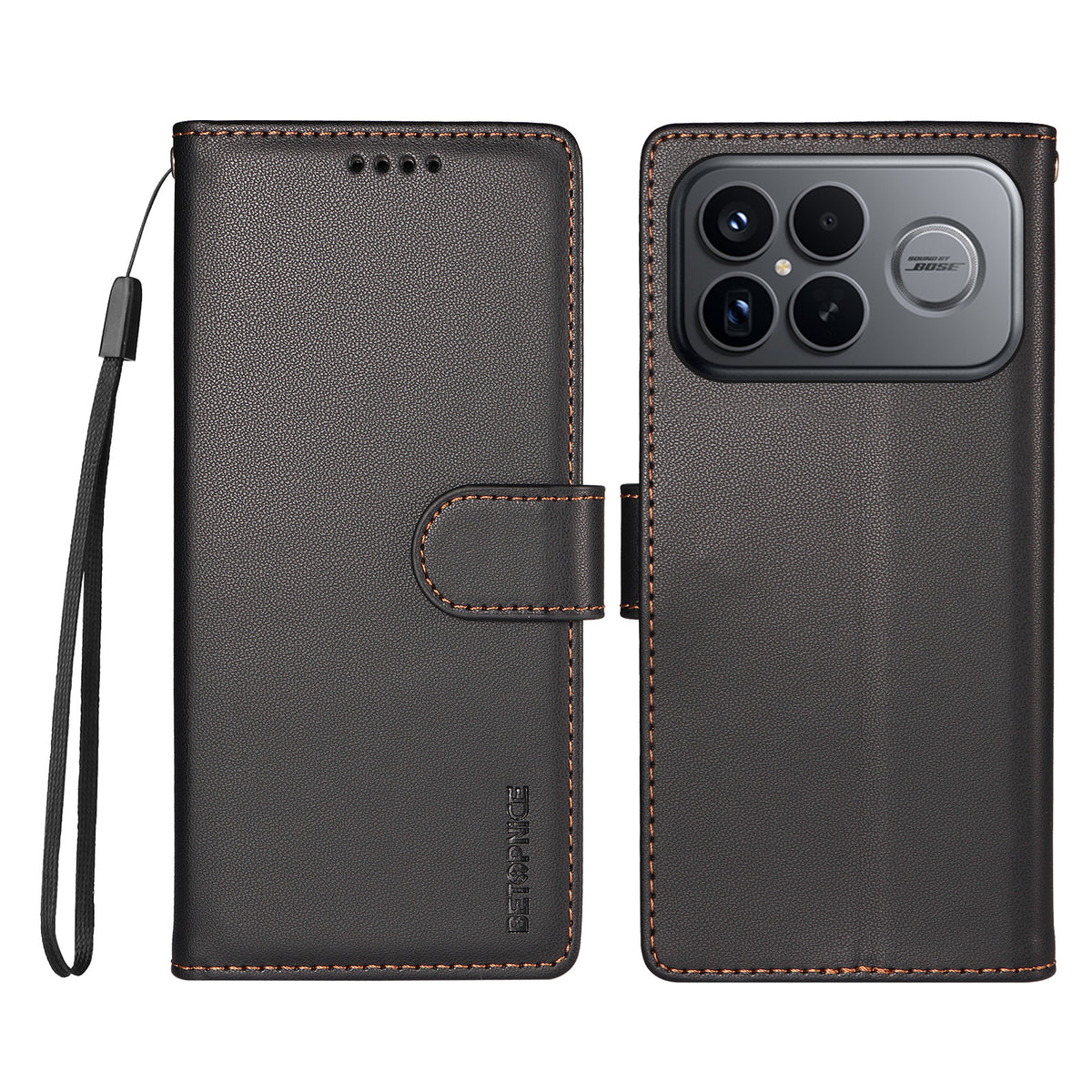 BETOPNICE för Xiaomi Redmi K90 Pro Max 5G / Xiaomi Poco F8 Ultra 006 Skal RFID-blockerande plånboksfodral i läder med handledsrem