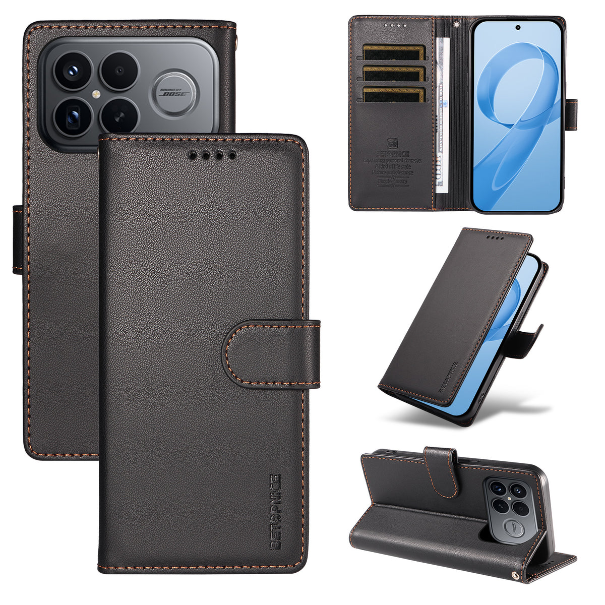 BETOPNICE för Xiaomi Redmi K90 Pro Max 5G / Xiaomi Poco F8 Ultra 006 Skal RFID-blockerande plånboksfodral i läder med handledsrem