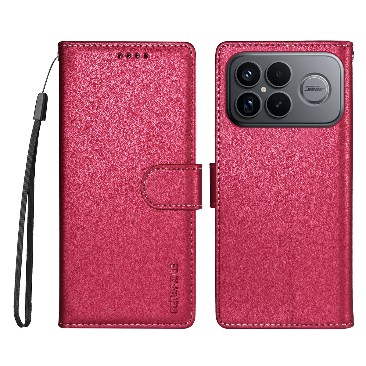BETOPNICE för Xiaomi Redmi K90 Pro Max 5G / Xiaomi Poco F8 Ultra 006 Skal RFID-blockerande plånboksfodral i läder med handledsrem