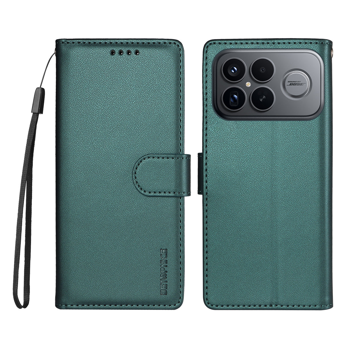 BETOPNICE för Xiaomi Redmi K90 Pro Max 5G / Xiaomi Poco F8 Ultra 006 Skal RFID-blockerande plånboksfodral i läder med handledsrem