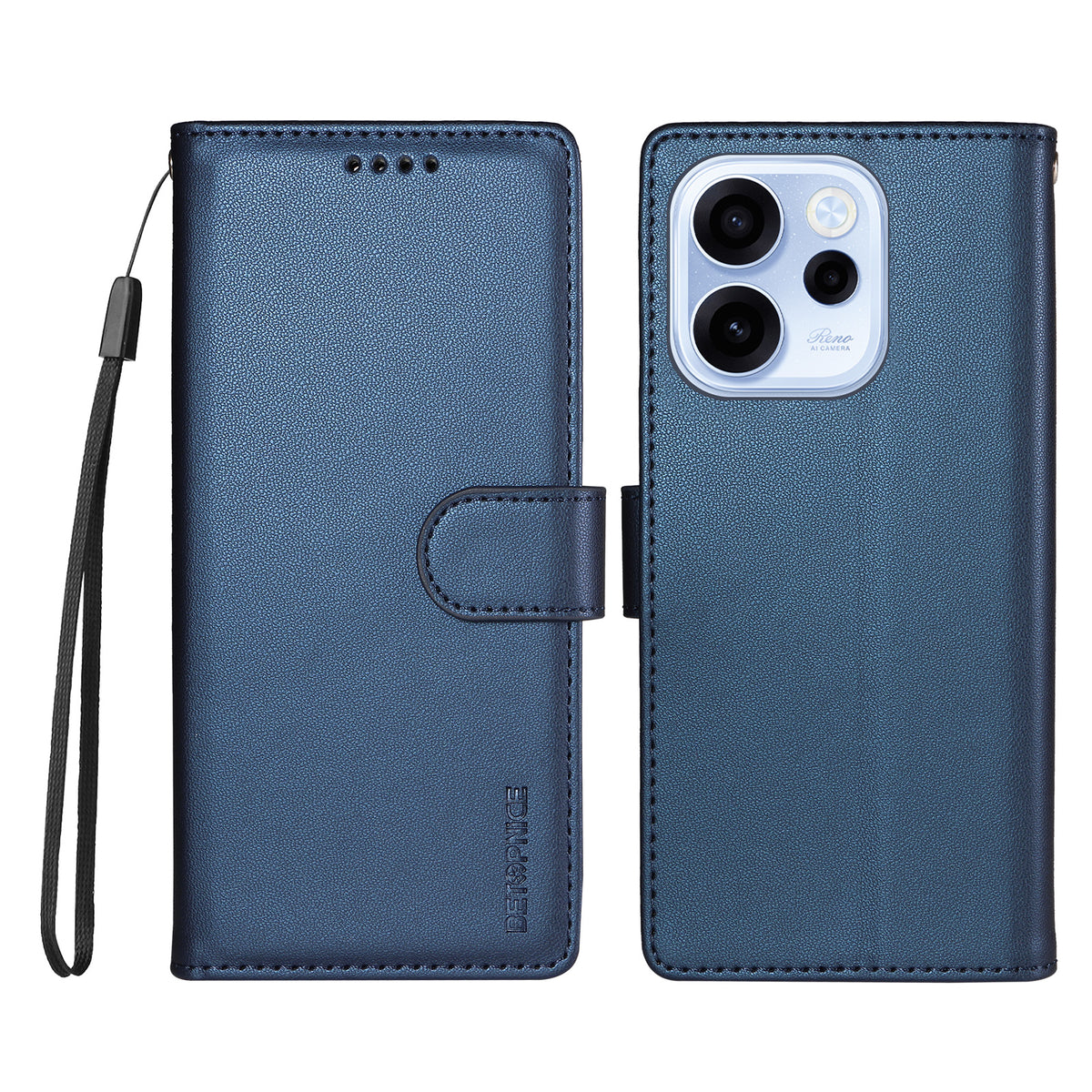 BETOPNICE för Oppo Reno15 F 5G / Oppo Reno16 FS 5G / Oppo Reno16 F 5G 006 Skal RFID-blockerande plånboksfodral i läder med handledsrem