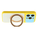 For iPhone 14 Pro Max Case Magnetic Rotating Kickstand Colorblock Design PC + TPU Phone Cover