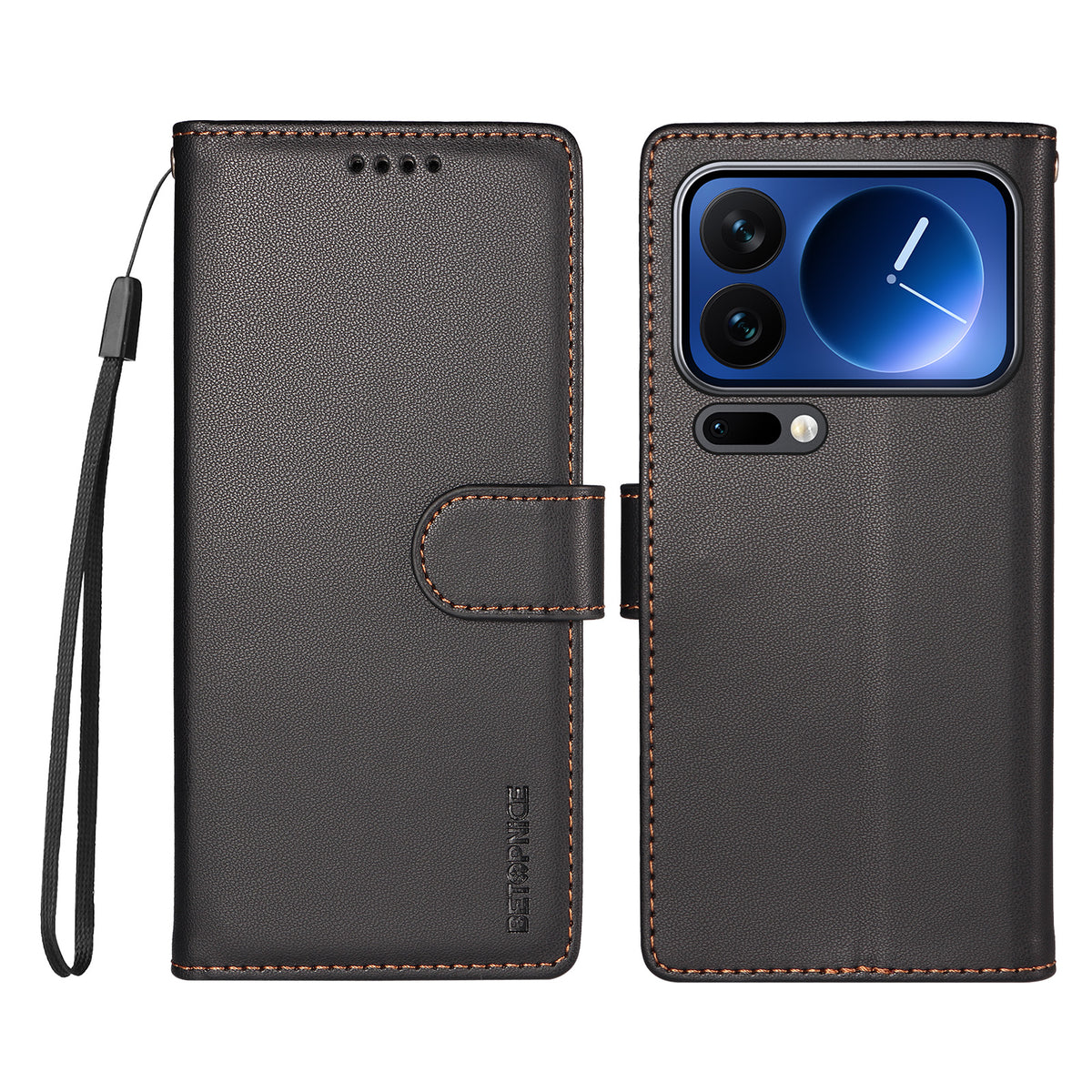 BETOPNICE for Xiaomi 17 Pro 006 Case RFID Blocking Wallet Stand Leather Phone Cover with Wrist Strap