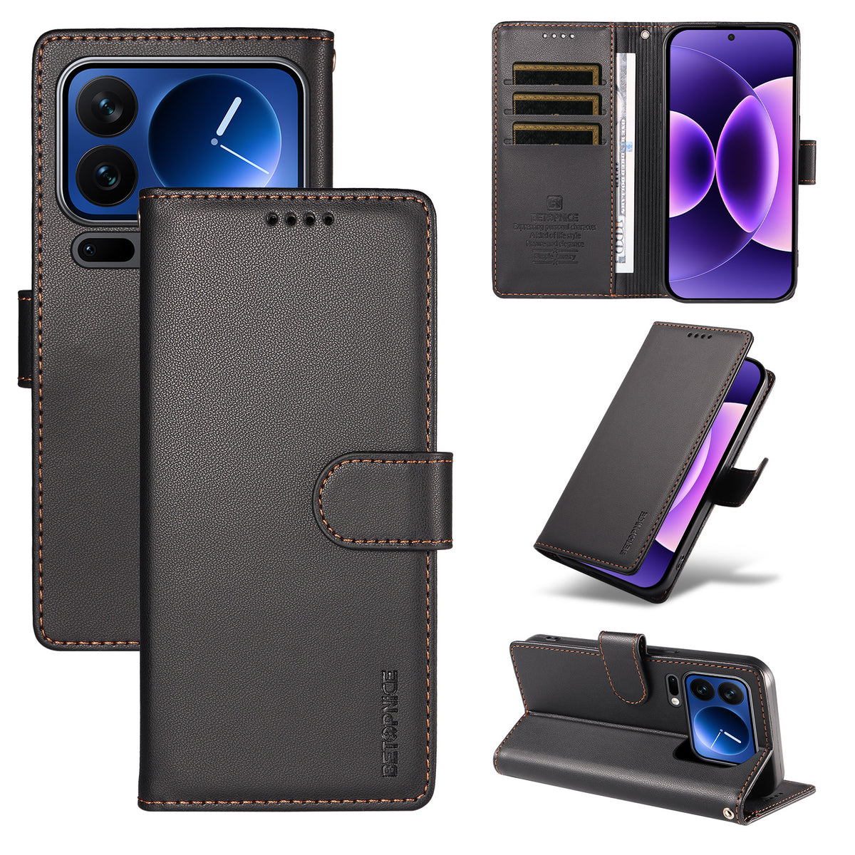BETOPNICE for Xiaomi 17 Pro 006 Case RFID Blocking Wallet Stand Leather Phone Cover with Wrist Strap