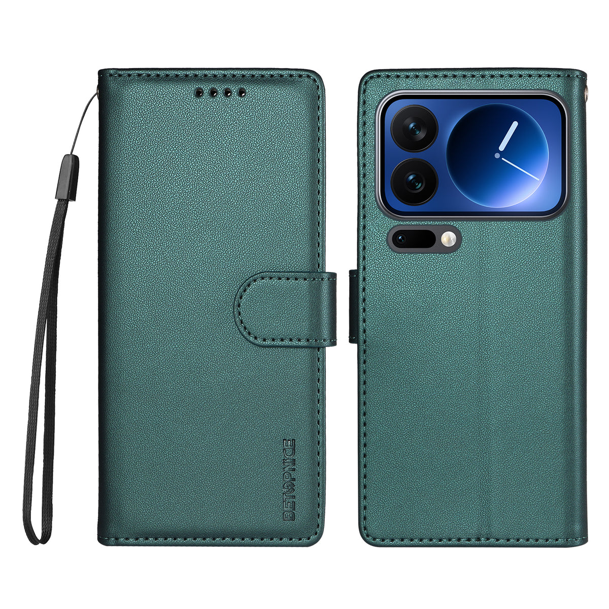 BETOPNICE for Xiaomi 17 Pro 006 Case RFID Blocking Wallet Stand Leather Phone Cover with Wrist Strap