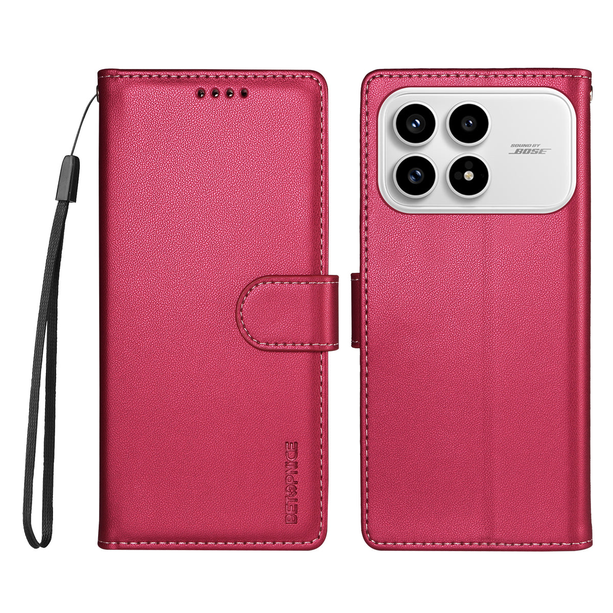 BETOPNICE för Xiaomi Poco F8 Pro 5G / Xiaomi Redmi K90 5G 006 Skal RFID-blockerande plånboksfodral i läder med handledsrem