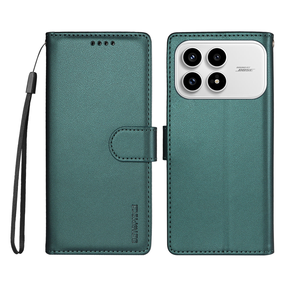 BETOPNICE för Xiaomi Poco F8 Pro 5G / Xiaomi Redmi K90 5G 006 Skal RFID-blockerande plånboksfodral i läder med handledsrem