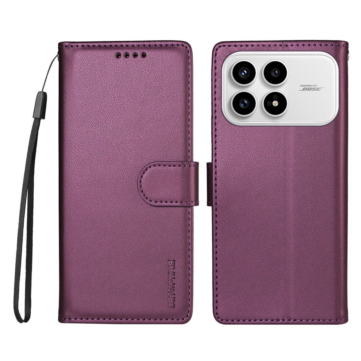 BETOPNICE för Xiaomi Poco F8 Pro 5G / Xiaomi Redmi K90 5G 006 Skal RFID-blockerande plånboksfodral i läder med handledsrem