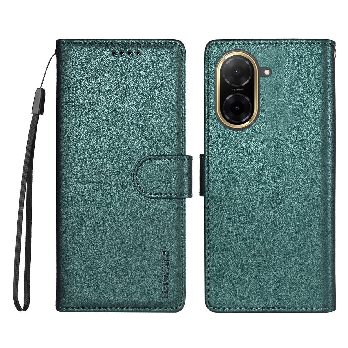 BETOPNICE for Xiaomi Redmi A5 NFC (EU) (173.45mm) 006 Case RFID Blocking Wallet Stand Leather Phone Cover with Wrist Strap
