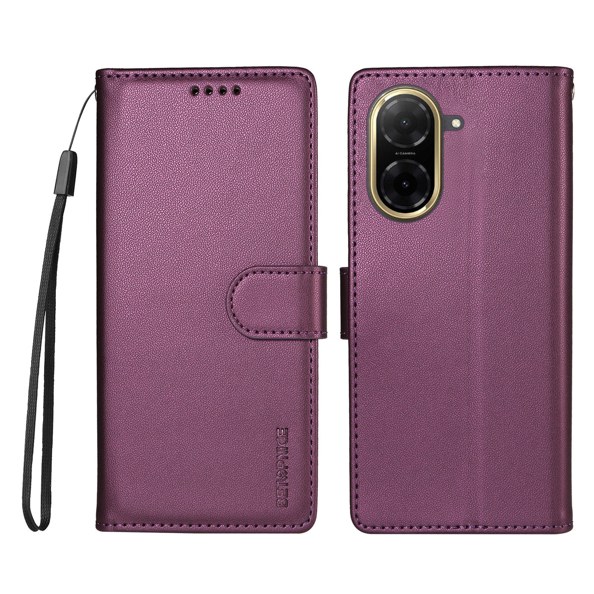 BETOPNICE for Xiaomi Redmi A5 NFC (EU) (173.45mm) 006 Case RFID Blocking Wallet Stand Leather Phone Cover with Wrist Strap