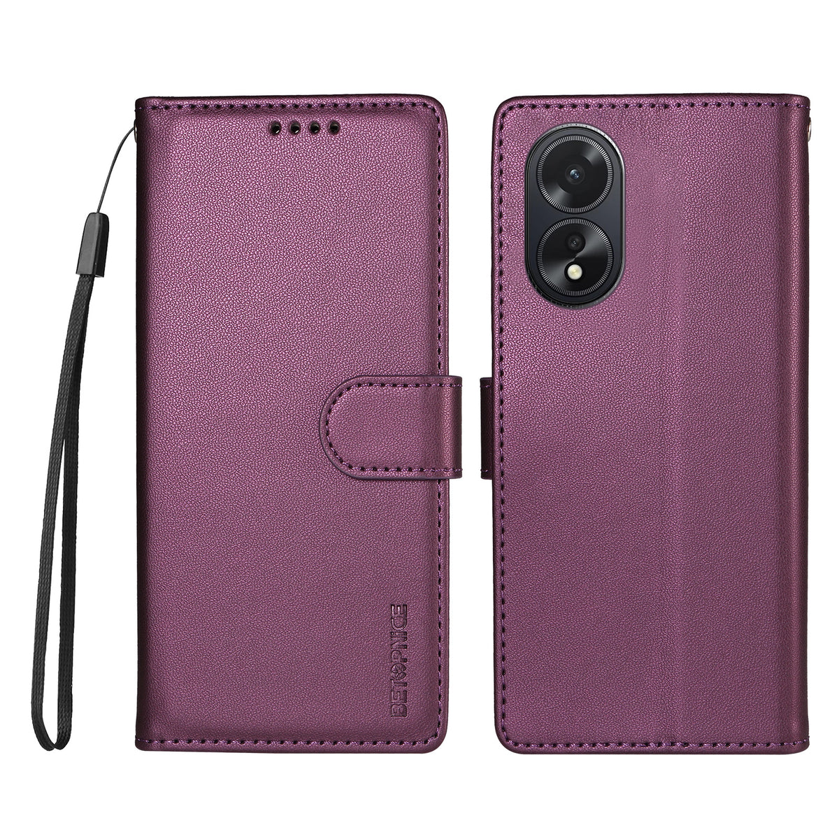 BETOPNICE for Oppo A18 4G / Oppo A38 4G 006 Case RFID Blocking Wallet Stand Leather Phone Cover with Wrist Strap
