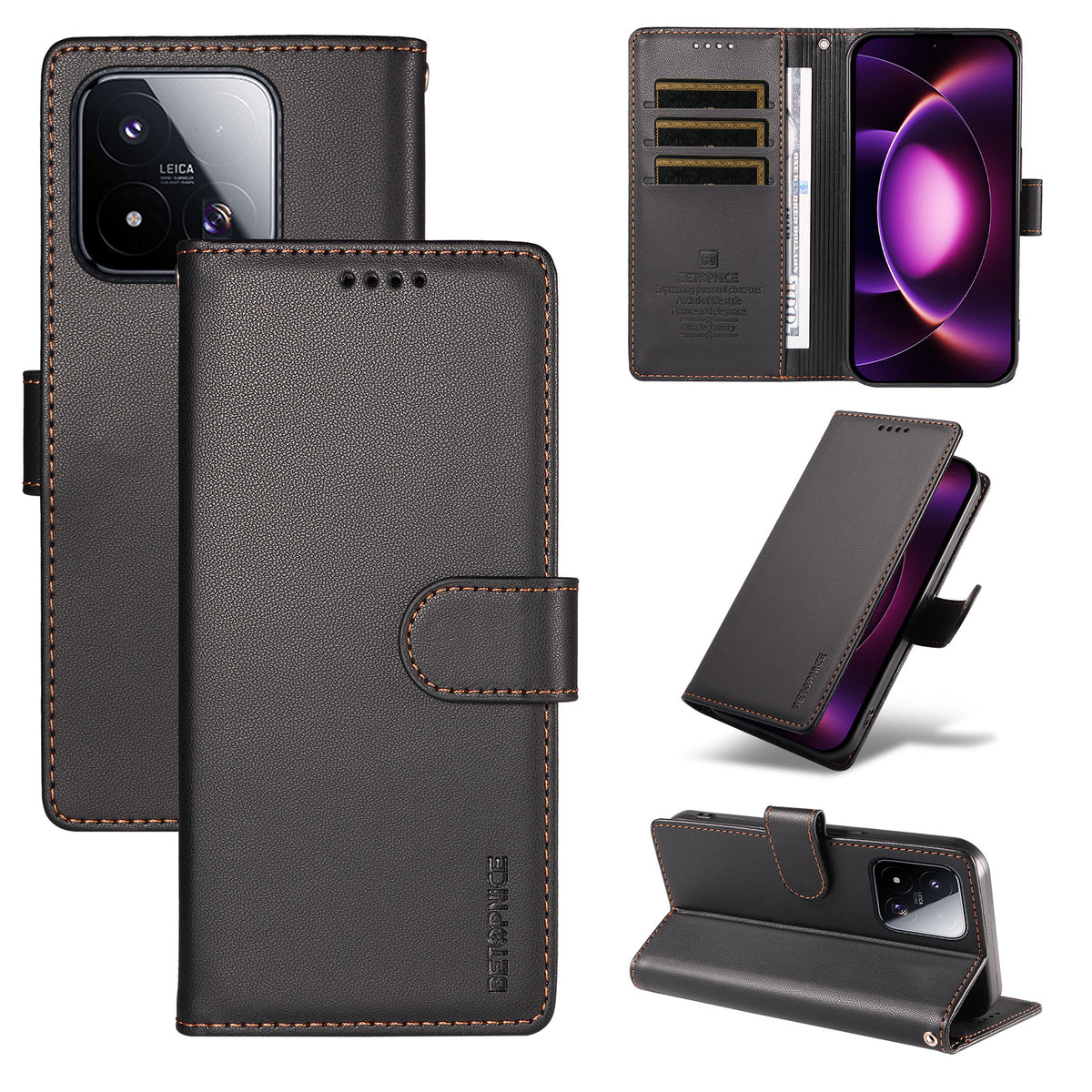 BETOPNICE for Xiaomi 17 Max 006 Case RFID Blocking Wallet Stand Leather Phone Cover with Wrist Strap
