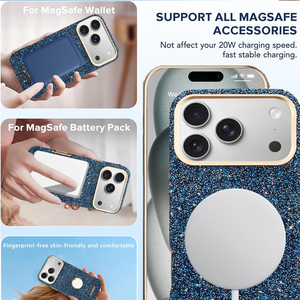 RIMEMAX R47 for iPhone 18 Pro Max / 17 Pro Max Magnetic Case PC + TPU Glitter Phone Cover