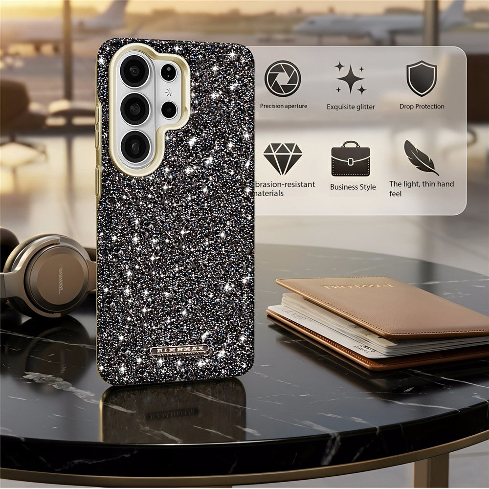RIMEMAX R47 til Samsung Galaxy S25 Ultra, magnetisk skal i PC + TPU med glitter