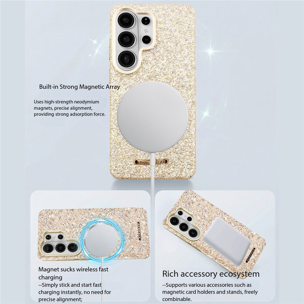 RIMEMAX R47 til Samsung Galaxy S25 Ultra, magnetisk skal i PC + TPU med glitter