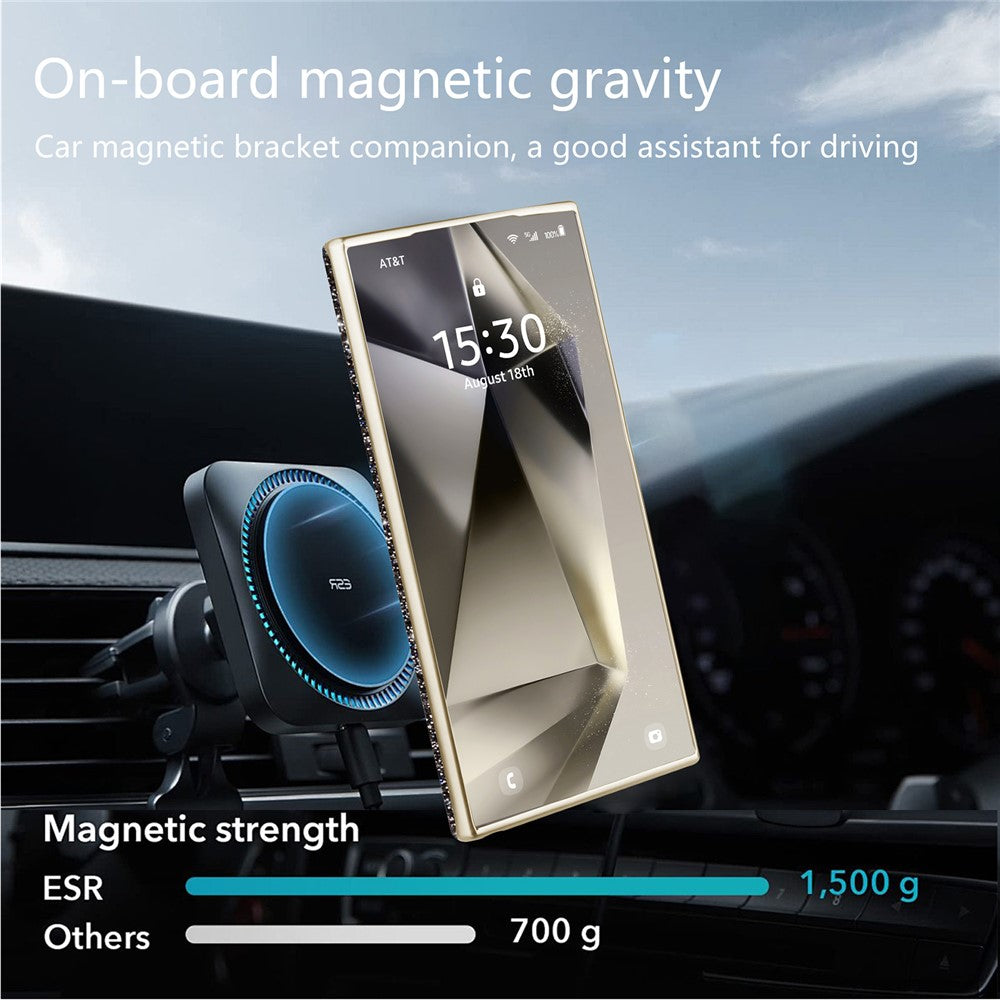 RIMEMAX R47 til Samsung Galaxy S25 Ultra, magnetisk skal i PC + TPU med glitter