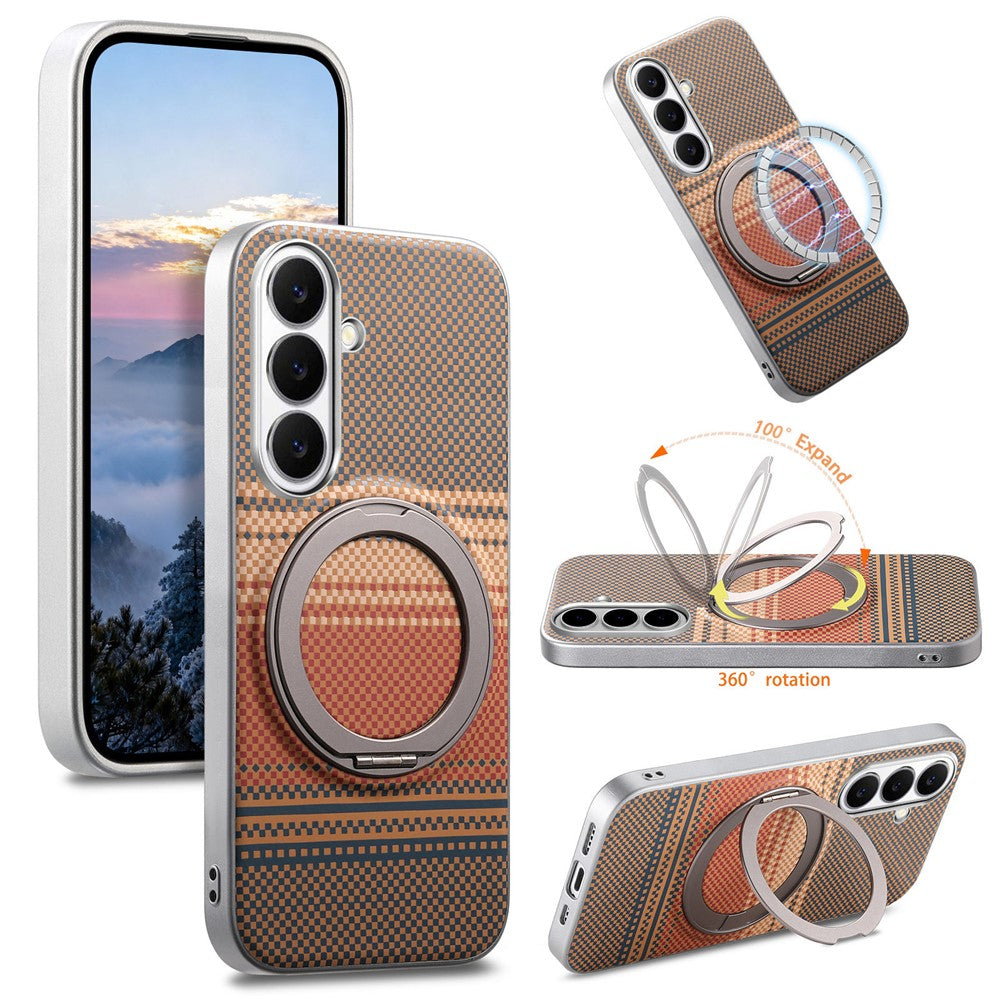Til Samsung Galaxy A35 5G Cover Magnetisk Stander PU Læder + PC + TPU Gradient Telefon Cover