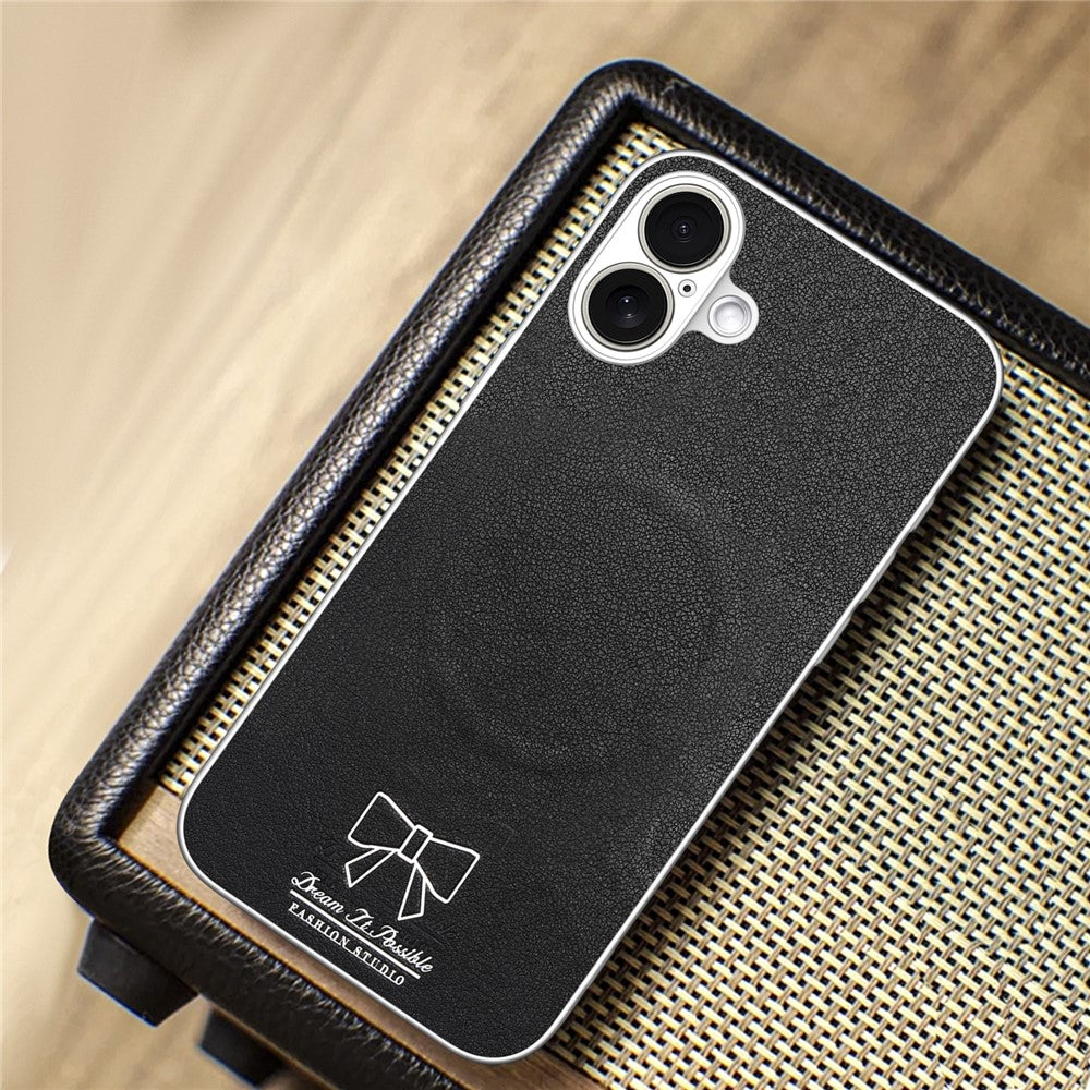 For iPhone 17 Magnetic Case Butterfly Bow Pattern PU Leather + TPU + PC Shockproof Phone Cover