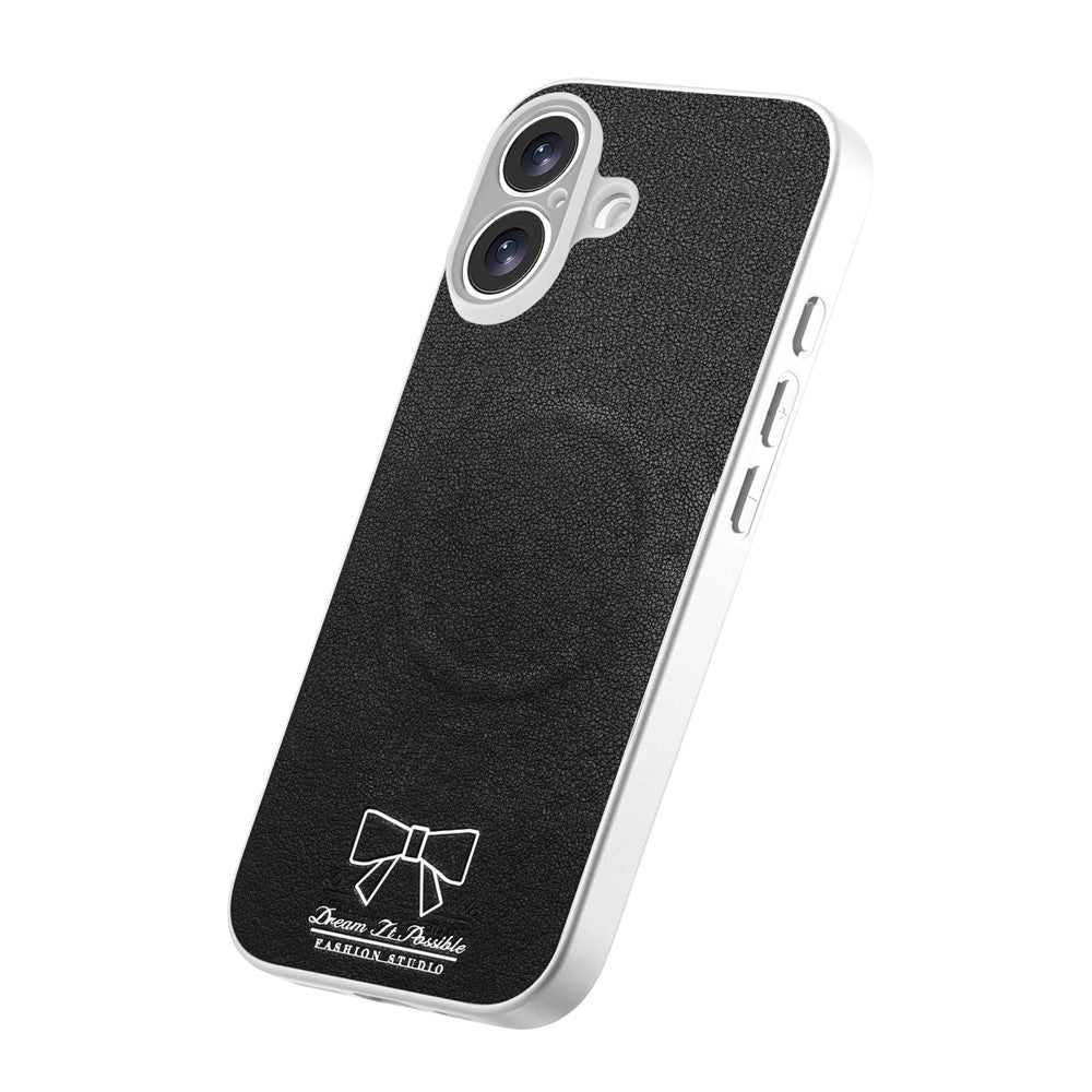For iPhone 16 Magnetic Case Butterfly Bow Pattern PU Leather + TPU + PC Shockproof Phone Cover