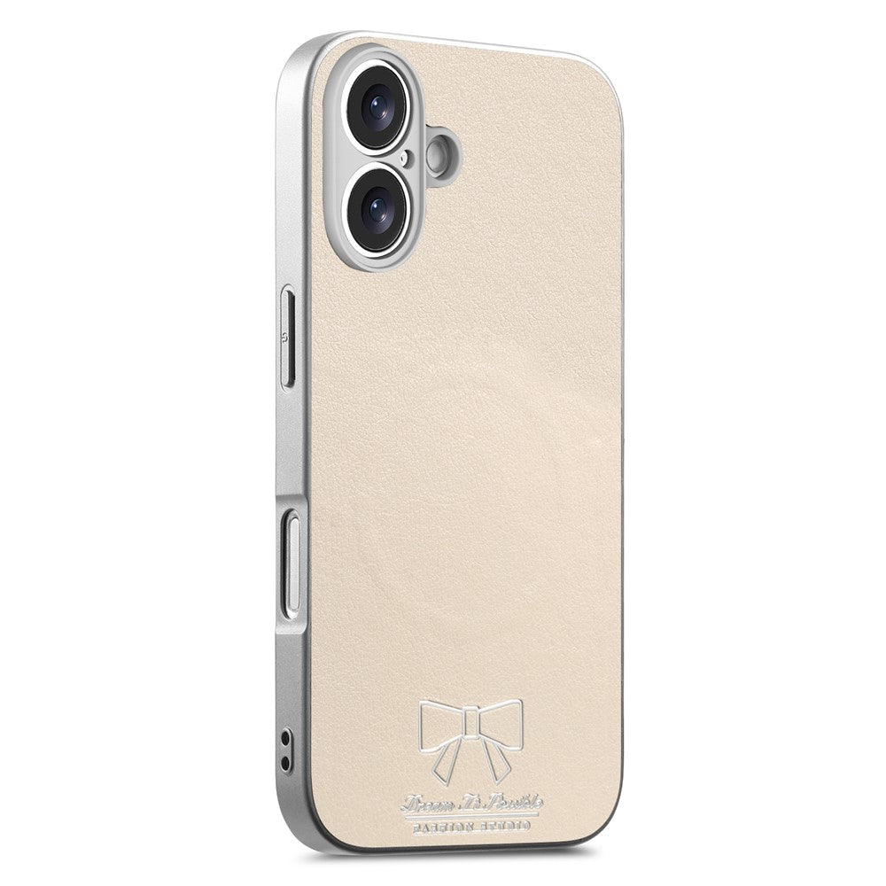 For iPhone 16 Magnetic Case Butterfly Bow Pattern PU Leather + TPU + PC Shockproof Phone Cover