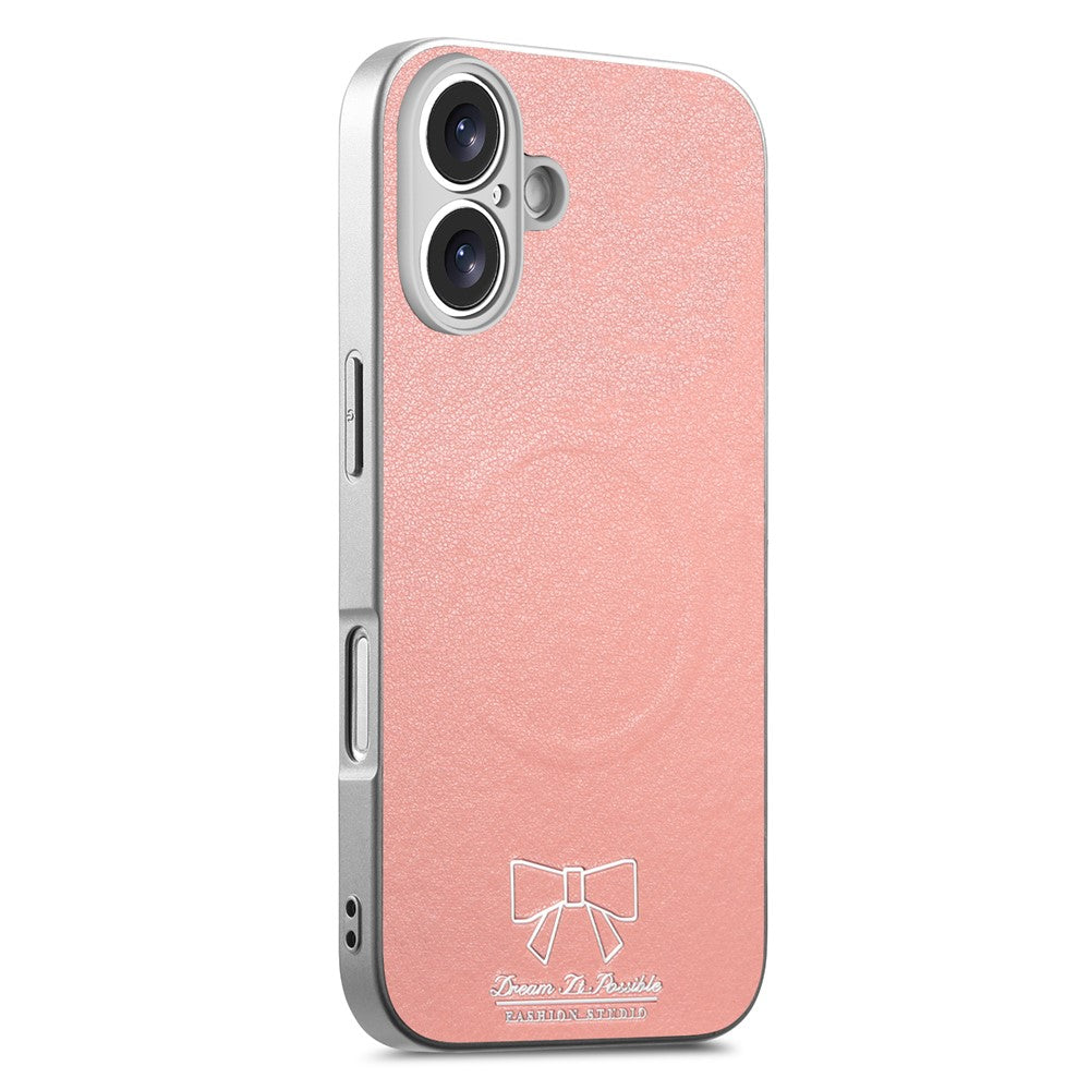 For iPhone 16 Magnetic Case Butterfly Bow Pattern PU Leather + TPU + PC Shockproof Phone Cover