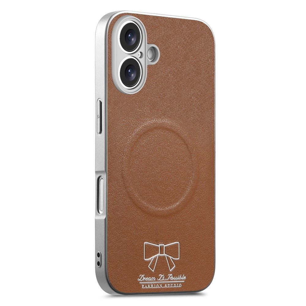 For iPhone 16 Magnetic Case Butterfly Bow Pattern PU Leather + TPU + PC Shockproof Phone Cover