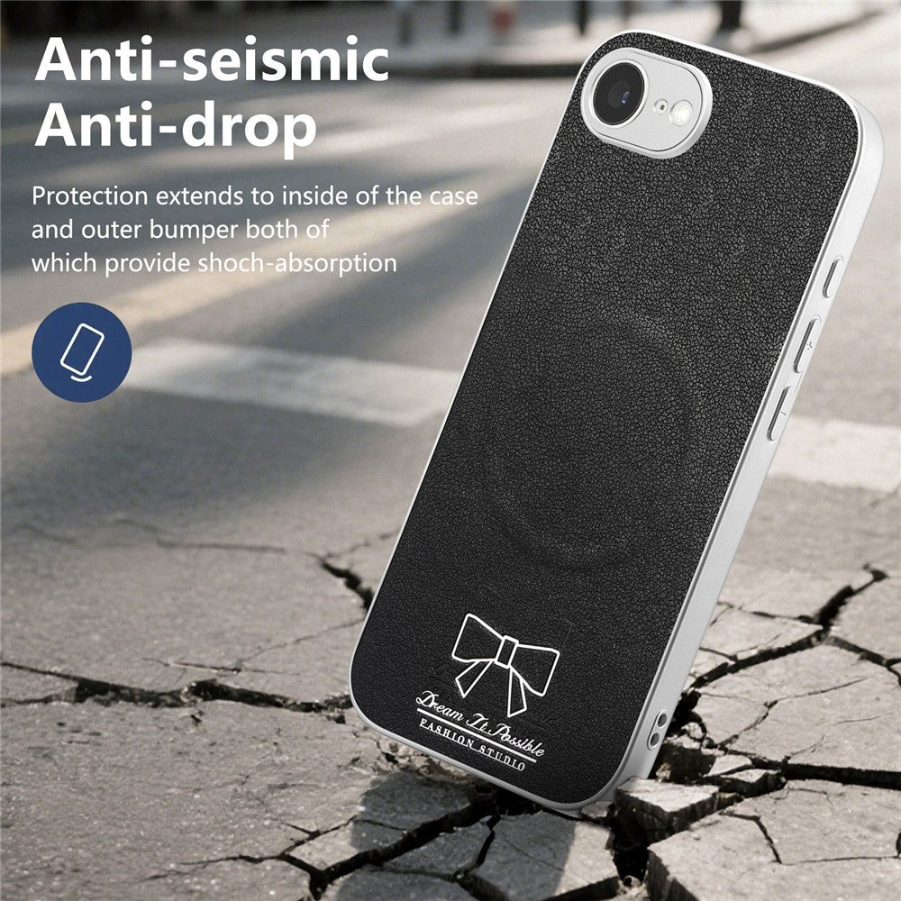 For iPhone 17th / 16th Magnetic Case Butterfly Bow Pattern PU Leather + TPU + PC Shockproof Phone Cover