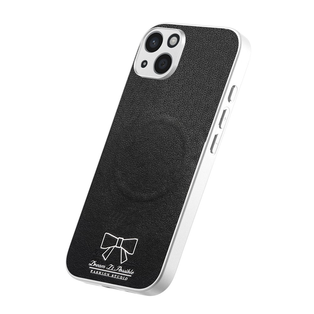 For iPhone 15 Magnetic Case Butterfly Bow Pattern PU Leather + TPU + PC Shockproof Phone Cover