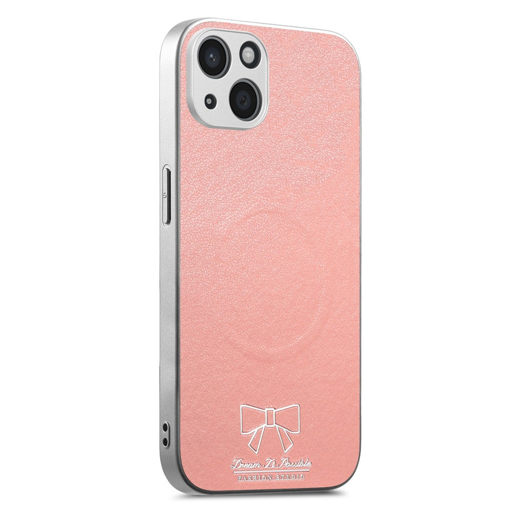 For iPhone 15 Magnetic Case Butterfly Bow Pattern PU Leather + TPU + PC Shockproof Phone Cover