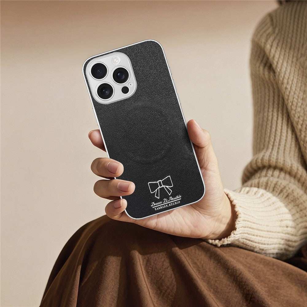 For iPhone 13 Pro Max Magnetic Case Butterfly Bow Pattern PU Leather + TPU + PC Shockproof Phone Cover