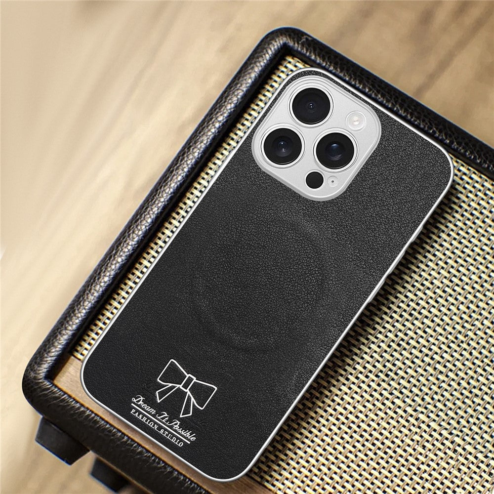 For iPhone 13 Pro Max Magnetic Case Butterfly Bow Pattern PU Leather + TPU + PC Shockproof Phone Cover