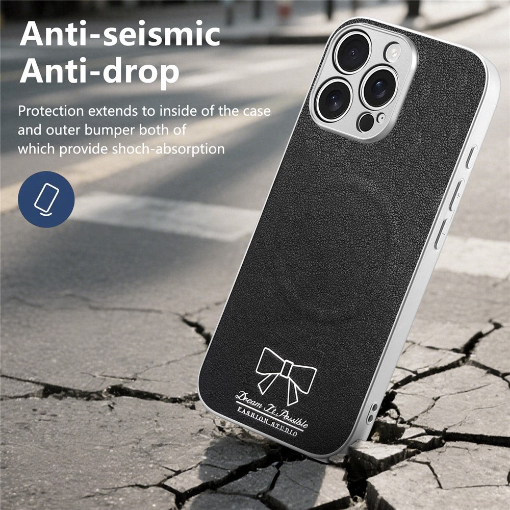 For iPhone 13 Pro Max Magnetic Case Butterfly Bow Pattern PU Leather + TPU + PC Shockproof Phone Cover