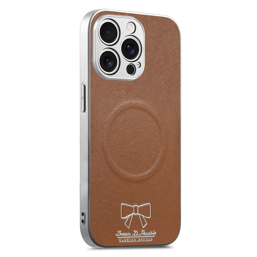 For iPhone 13 Pro Max Magnetic Case Butterfly Bow Pattern PU Leather + TPU + PC Shockproof Phone Cover