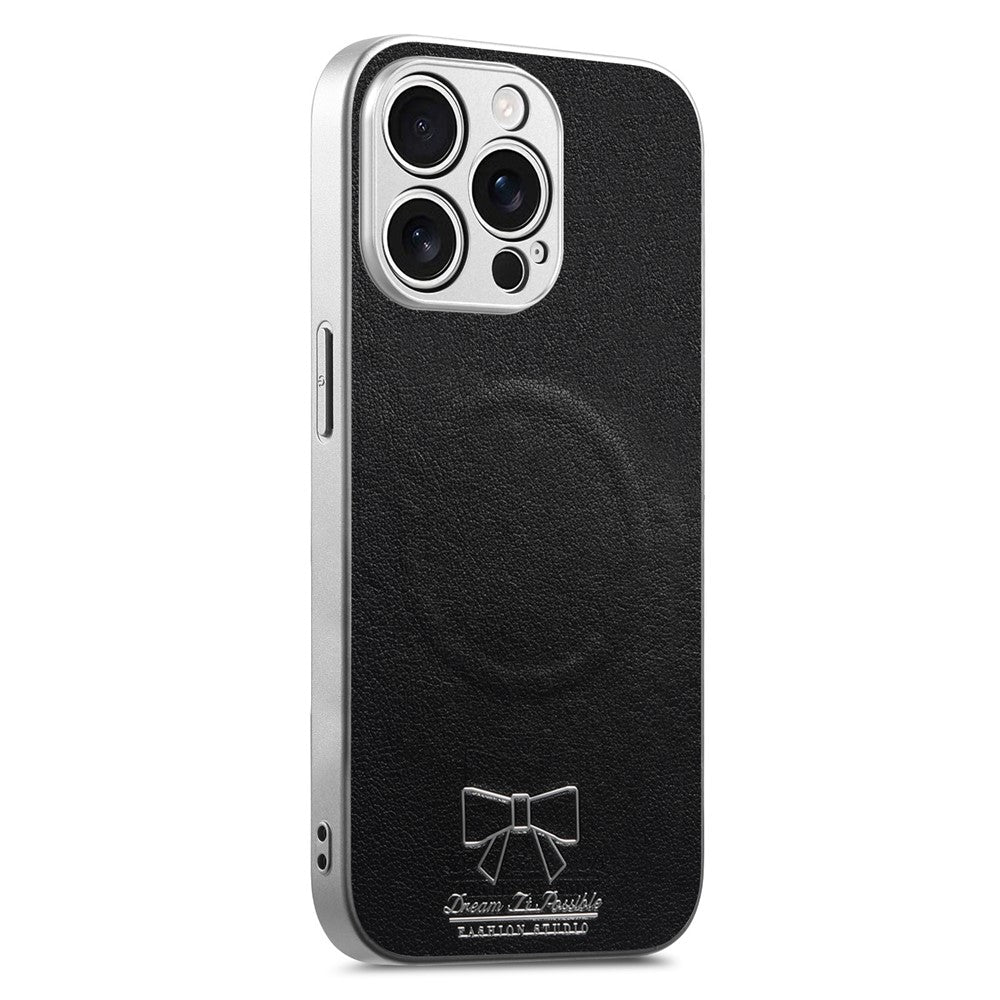For iPhone 13 Pro Magnetic Case Butterfly Bow Pattern PU Leather + TPU + PC Shockproof Phone Cover