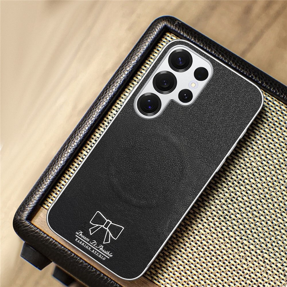 For Samsung Galaxy S25 Ultra Magnetic Case Butterfly Bow Pattern PU Leather + TPU + PC Shockproof Phone Cover