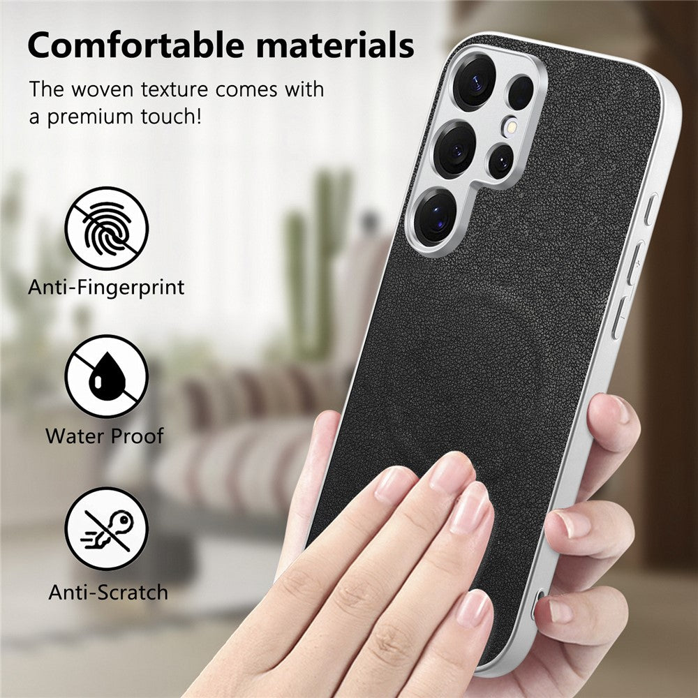 For Samsung Galaxy S25 Ultra Magnetic Case Butterfly Bow Pattern PU Leather + TPU + PC Shockproof Phone Cover