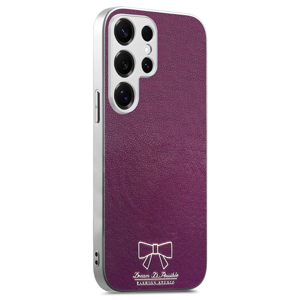 For Samsung Galaxy S25 Ultra Magnetic Case Butterfly Bow Pattern PU Leather + TPU + PC Shockproof Phone Cover