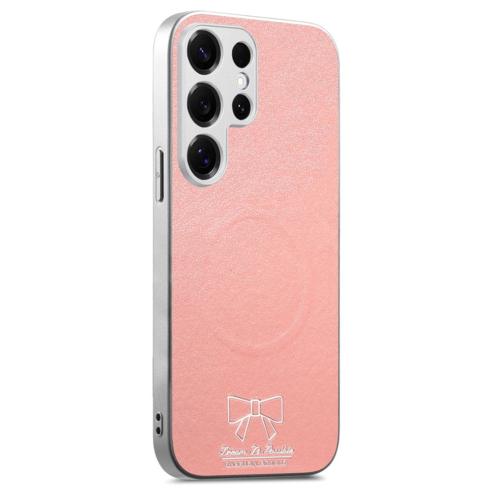 For Samsung Galaxy S25 Ultra Magnetic Case Butterfly Bow Pattern PU Leather + TPU + PC Shockproof Phone Cover