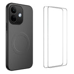 WANLONFENG til Xiaomi Redmi Note 17 4G (Global) / Note 17 5G (Global) / Note 17 (Indien/Kina) 5G, TQ1-serien, magnetisk cover med kulfiberstruktur, PC- og TPU-mobilskal med 2 skærmfilm