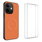 WANLONFENG magnetisk etui til Xiaomi Redmi Note 17 Pro 5G i TQ1-serien, kulfiberstruktur, PC- og TPU-mobilcover med 2 skærmfilm