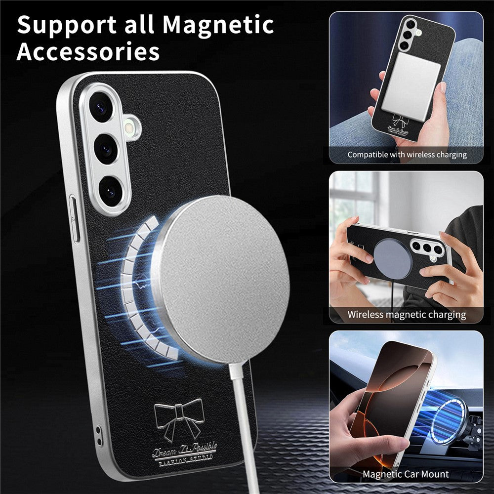 Til Samsung Galaxy A37 5G Magnetisk Etui Sløjfe Mønster PU Læder + TPU + PC Stødsikkert Telefoncover