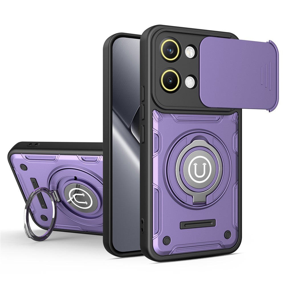 For Xiaomi Poco X8 Pro Max 5G  /  Redmi Turbo 5 Max 5G Case with Slide Camera Cover Ring Kickstand PC + TPU Phone Shell